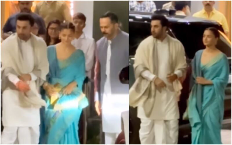 Alia Bhatt-Ranbir Kapoor Jet Off To Ayodhya For Ram Mandir Pran Pratishtha Ceremony; Couple Poses With Rohit Shetty At The Airport- WATCH