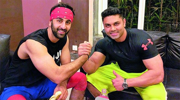 ranbir kapoor with his fitness trainer kunal gir