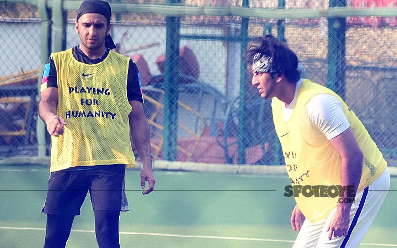 Padmavati's Khilji Ranveer Singh Lets Off Steam Playing Football With Ranbir Kapoor