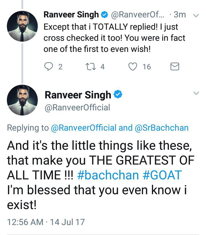 ranveer singh reply to amitabh bachchan