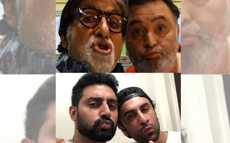 Abhishek Bachchan And Ranbir Kapoor Look Ditto Like Their Fathers Amitabh Bachchan And Rishi Kapoor In This Pouty PIC