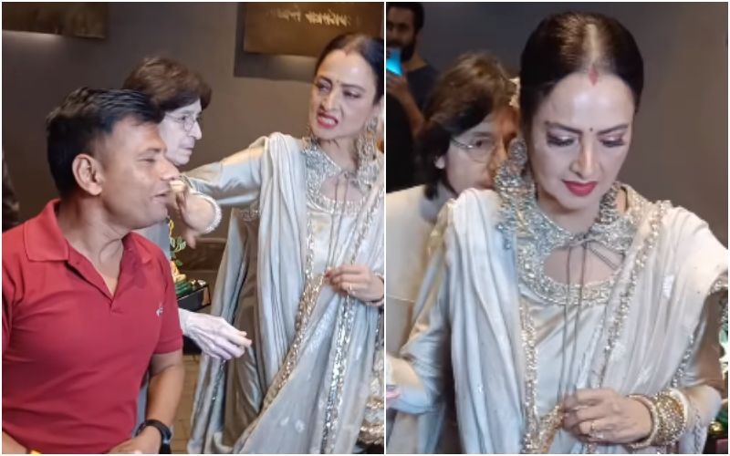 OMG! Rekha SLAPS A Fan After Clicking Photos With Him; Netizens Say, ‘Seems Funny But It Isn't’- WATCH Video