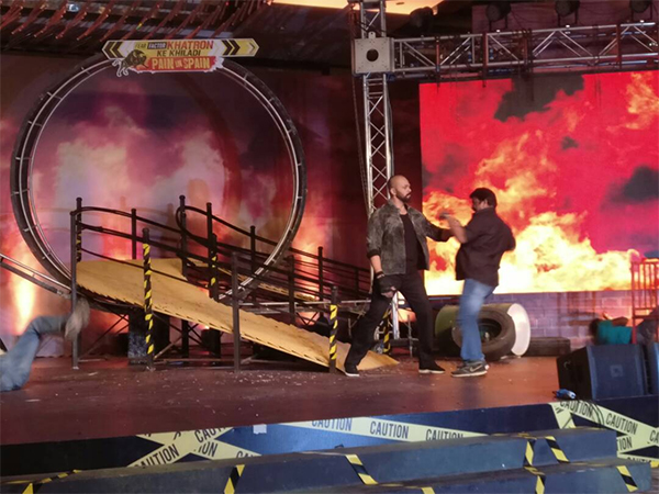 rohit shetty on stage at the launch of  khatron ke khiladi