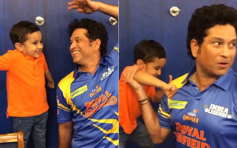 Irfan Pathan’s Son Tries To Knock Out Sachin Tendulkar With His Boxing Skills; Latter’s Response Is Simply Adorable