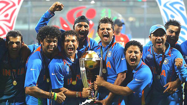 sachin tendulkar and team india after winning the icc world cup 2011