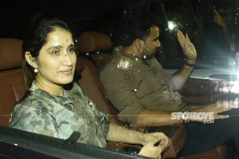 sagarika ghatge with zaheer khan snapped at sanju screening