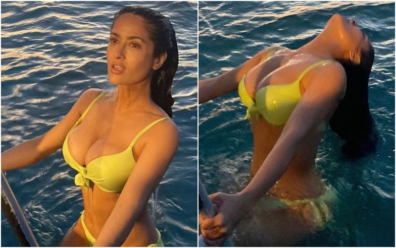 Salma Hayek Raises The Temperature In A Lime Green Bikini, As She Take A Dip In The Ocean; Fans Says, ‘Swear To God, This Queen Doesn't Age’