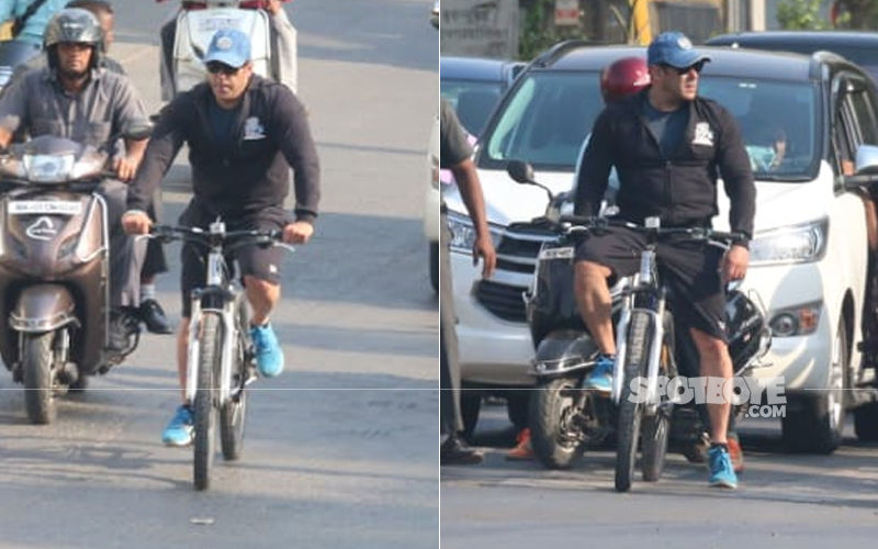 Salman Khan Rides A Cycle From Bandra To Juhu And Back- While His Guards Accompany Him On Mobikes- In Video