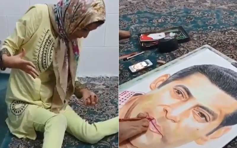 Salman Khan's Fan Girl Paints Him On Canvas With Her Foot, Actor Pens An Overwhelming Note Thanking Her