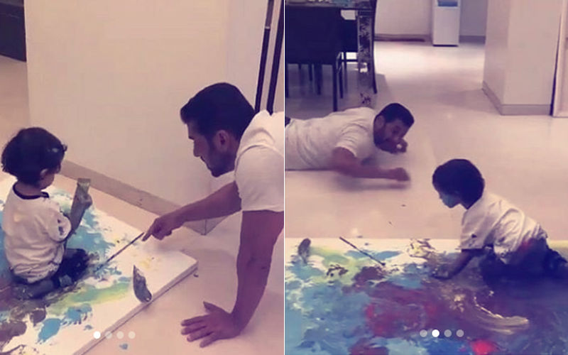 Salman Khan’s Messy Painting Session With Nephew, Ahil- Watch Video