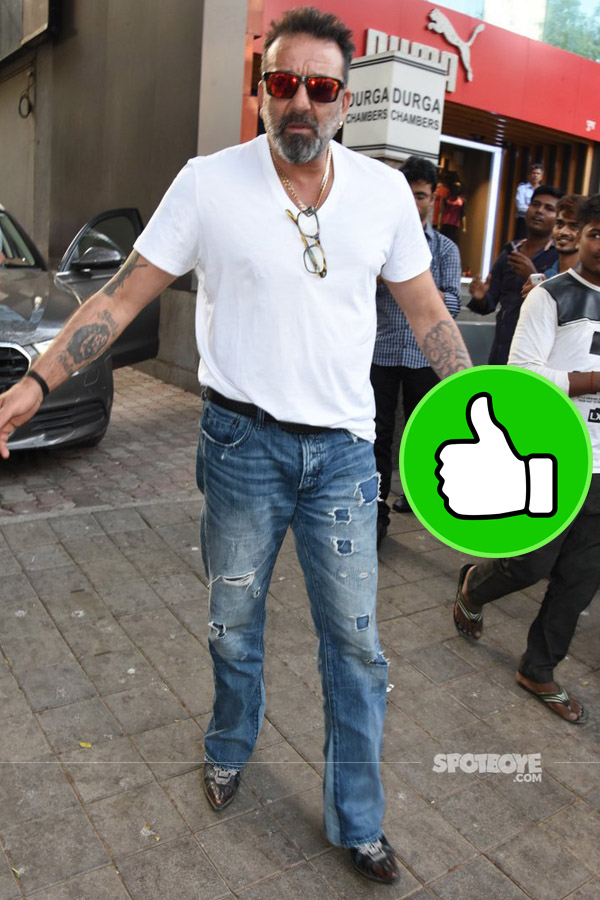 sanjay dutt impressed us in ripped jeans and a white tee posting meeting at vinesh films office