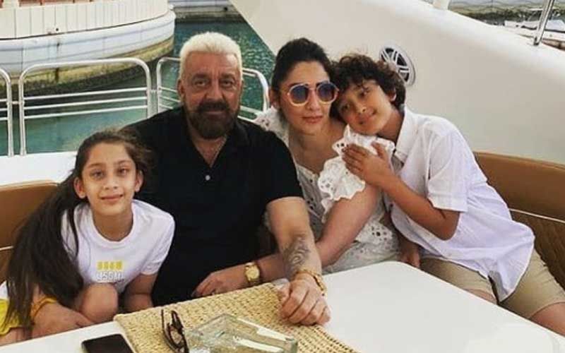Sanjay Dutt Enjoys Some Family Time With Wife Maanayata And Twins Shahraan-Iqra; His Bleached Hair Grabs All The Attention