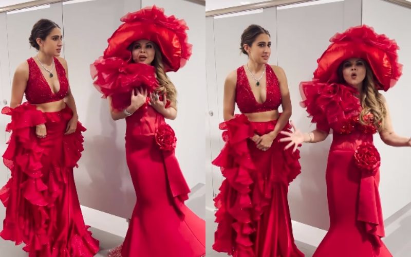 Sara Ali Khan-Rakhi Sawant Get Into An Argument As They Wear Red Ensembles For IIFA 2023; Fans Say, ‘Love That This Entire Sequence Has Been Shot In A Washroom’