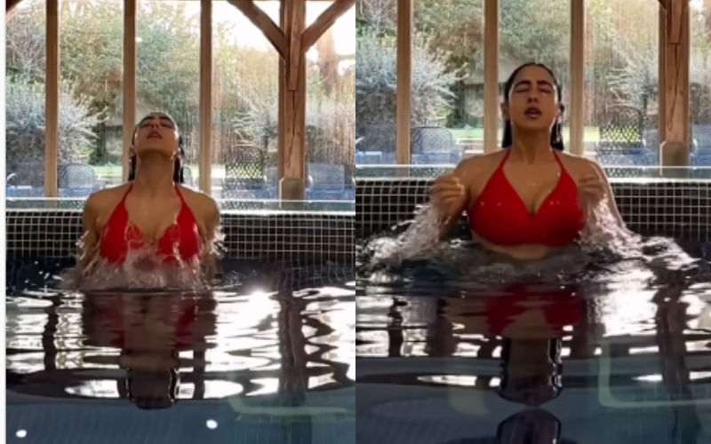 Sara Ali Khan Brutally TROLLED As She Takes Dip In Pool In Red BIKINI; Netizen Says, ‘Wahiyat, She Should Opt For Career In Bikini Modelling’