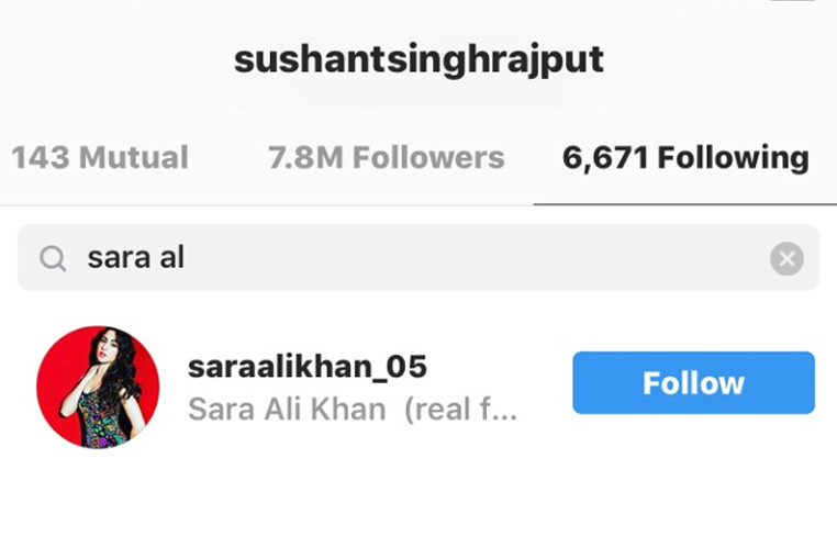 Sushant singh Rajput unfollows Sara Ali Khan