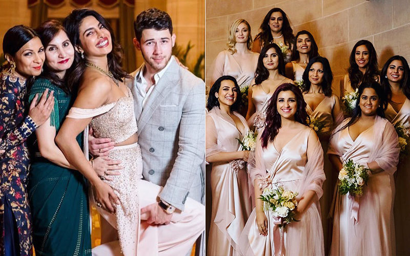 Bridesmaids Parineeti, Arpita Khan Sharma and Sophie Turner look