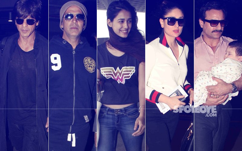 Shah Rukh Khan, Akshay Kumar, Disha Patani, Kareena Kapoor & Saif Ali Khan Spotted At The Airport