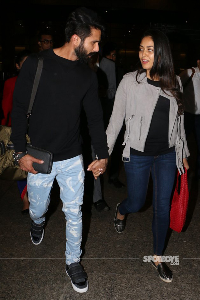 shahid and mira snapped at the airport while returning from london