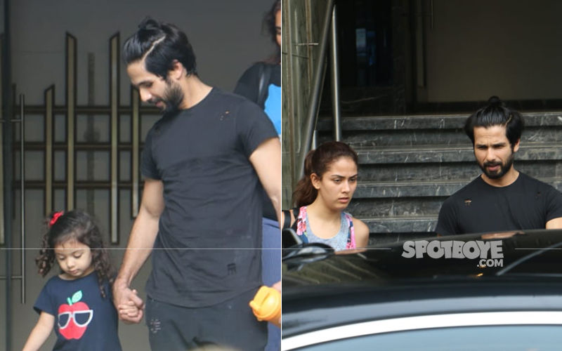 Shahid Kapoor, Mira Rajput And Baby Misha Papped Exiting The Gym; The Father-Daughter Duo Look Adorable As They Twin In Black