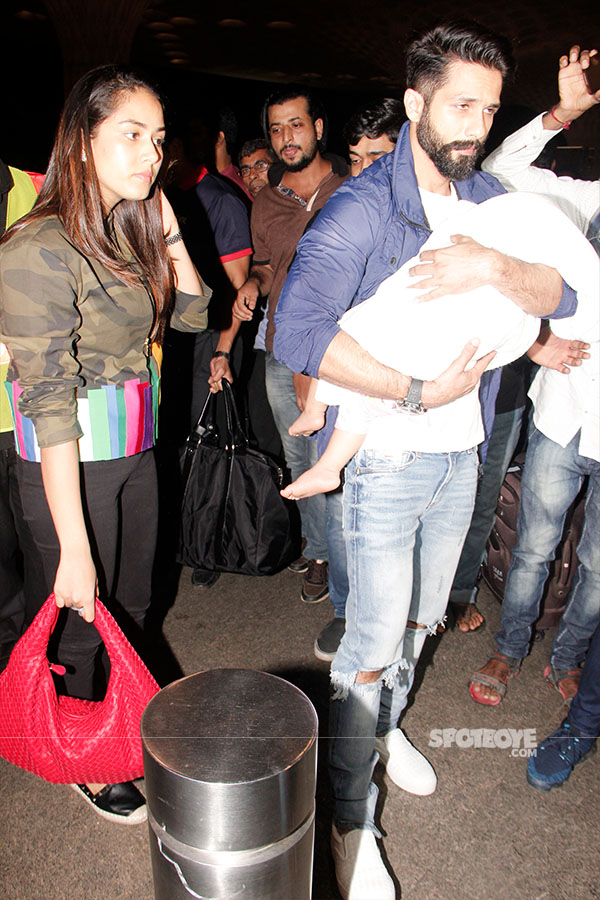 shahid kapoor, mira rajput and misha at the airport leaving got iifa 2017