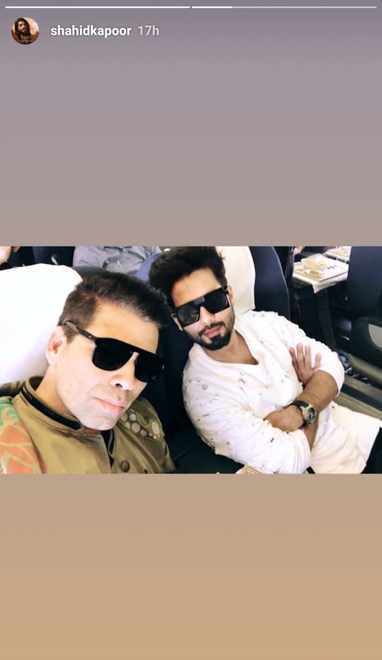 shahid kapoor takes a selfie with karan johar