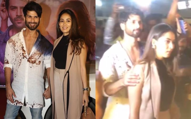 AWW! Shahid Kapoor Protects Wife Mira Rajput Kapoor From Mob During Shehzada Screening; Netizens Left In Awe- WATCH