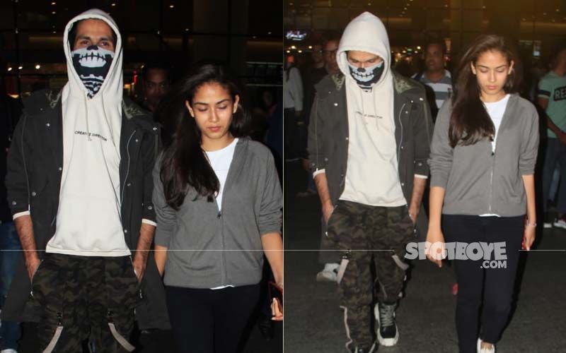 Shahid Kapoor Hospitalised Post Accident: Actor Conceals 13 Stitches Wearing A Bizarre Mask As He Returns With Mira Rajput-VIDEO