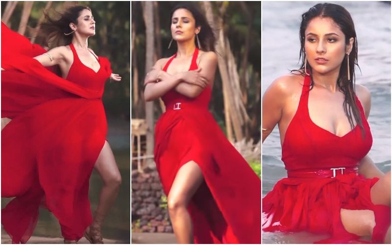 Shehnaaz Gill Stuns In A Hot Red Thigh High-Slit Gown; Fans Call Her 'Greek  Goddess'- WATCH VIDEO