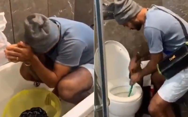Shikhar Dhawan Washes Clothes, Cleans Toilet As Wife Orders Him Around With A Stick In Her Hand, It’s HILARIOUS-WATCH