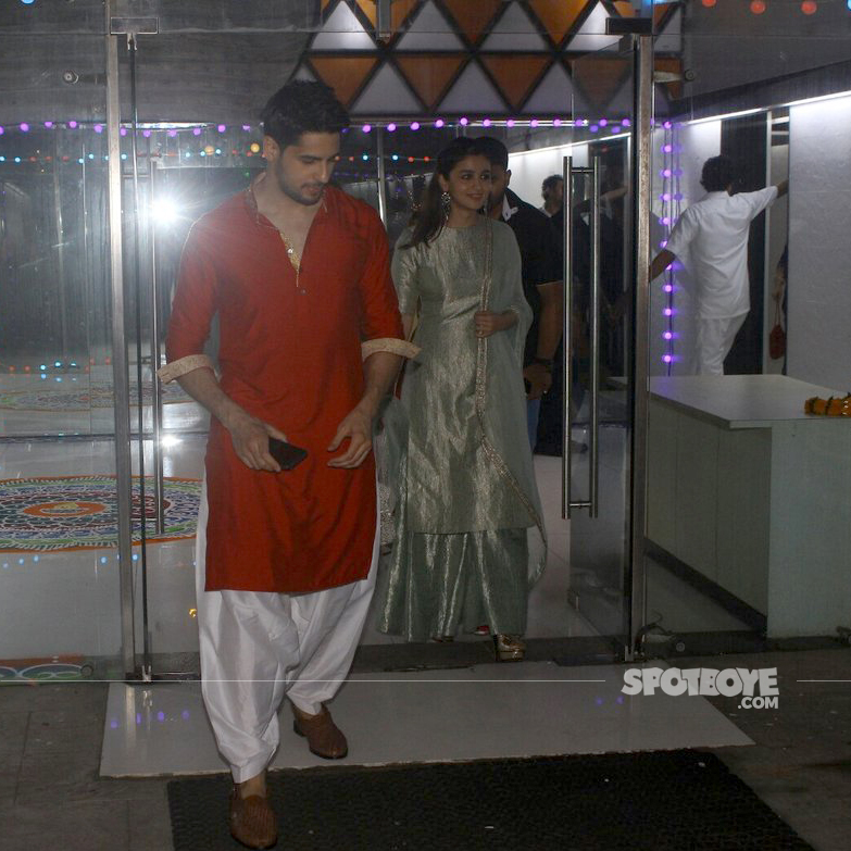 sidharth malhotra and alia bhatt exiting the party