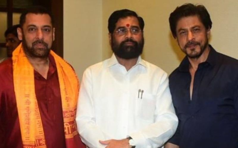 Salman Khan-Shah Rukh Khan Visit CM Eknath Shinde's Residence For Ganpati Pooja; Leave Fans Excited