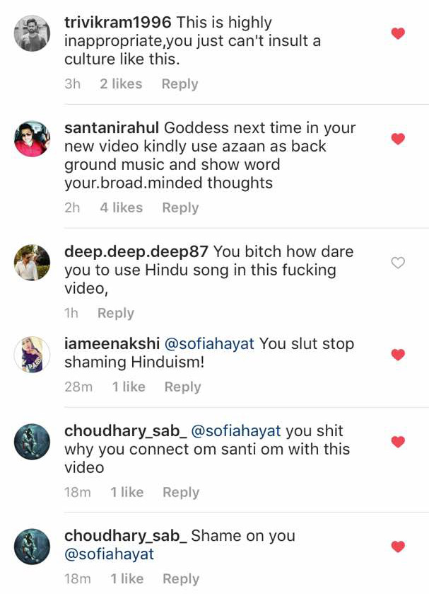 sofia hayat trolled for using om shanti om in her video