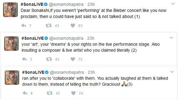 sona mohapatra tweets to sonakshi sinha post the justin bieber controversy