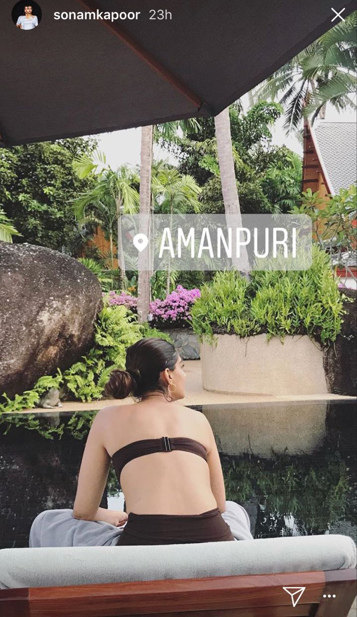 sonam sports a black bikini in phuket