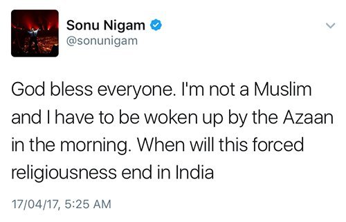 sonu nigams tweet about azaan