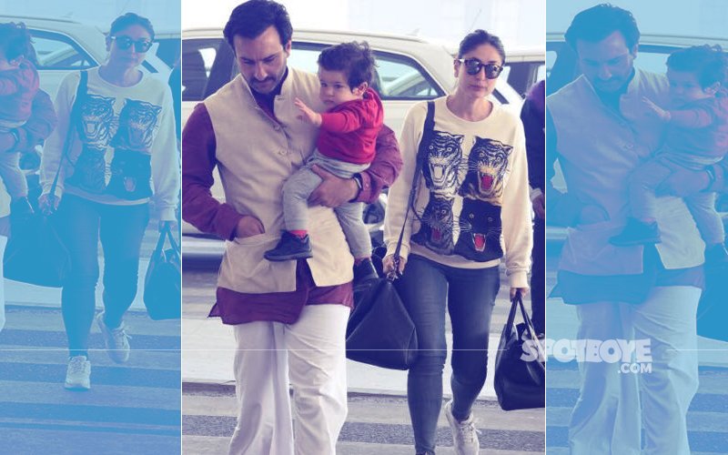 SPOTTED: Taimur With Kareena Kapoor & Saif Ali Khan At Delhi Airport