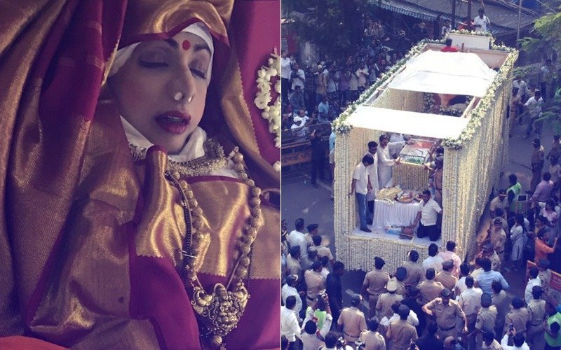 श्रीदेवी की शवयात्रा पहुंची श्मशान भूमि, अंतिम संस्कार में शामिल होने पहुंचे अमिताभ बच्चन और शाहरुख़ खान