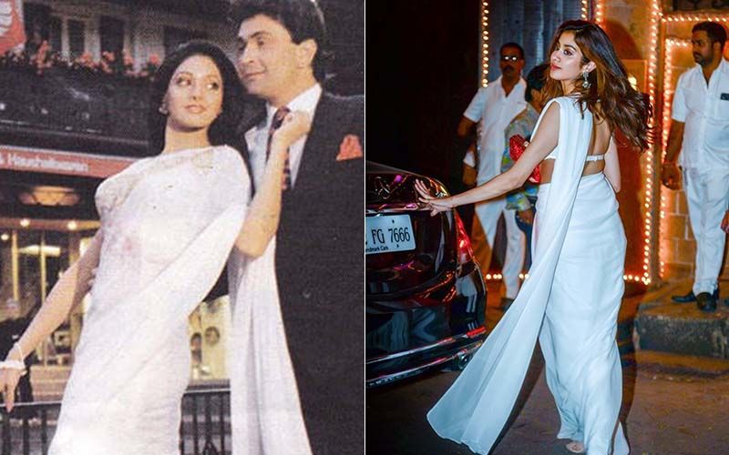 Janhvi Kapoor Takes Inspiration From Sridevi's Chandani Look; Actor Is a Spitting Image Of Her Mom In A White Saree