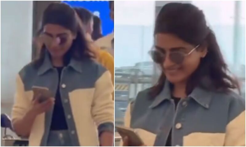 Samantha Ruth Prabhu Blushes As She Looks At Her Phone; Actress Gets Spotted At The Hyderabad Airport- WATCH