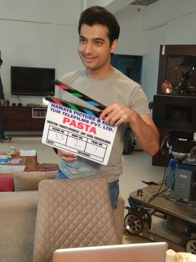 ssharad malhotra on the sets of pasta