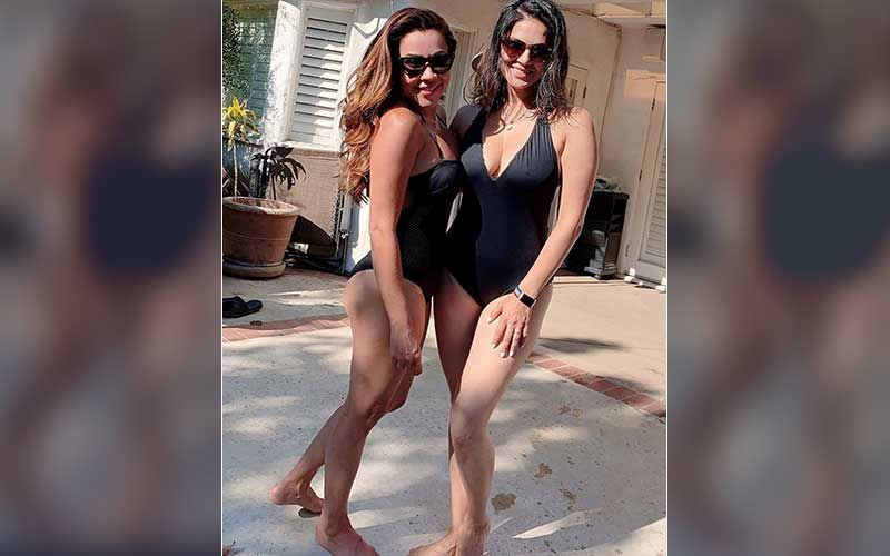 Sunny Leone Dons A Sexy Black Monokini As She Gears Up To Beat The Summer Heat By Going For A Swim In LA