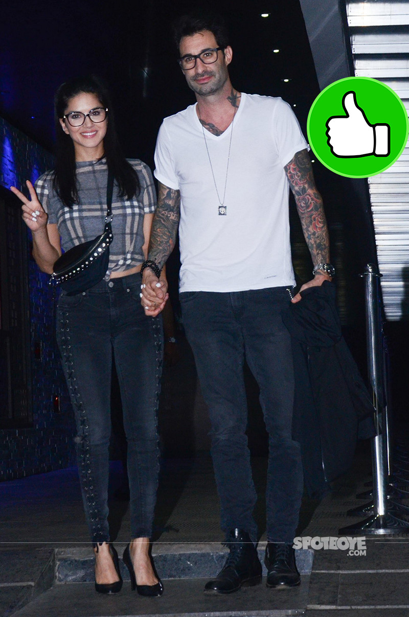 sunny leone with daniel webber snapped post dinner