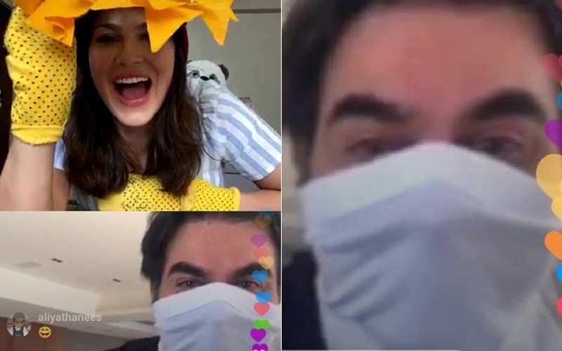 Arbaaz Khan Makes A Face Mask Using His Underwear During Sunny Leone’s Live Session; Sunny Calls It ‘The Most Creative’ Mask