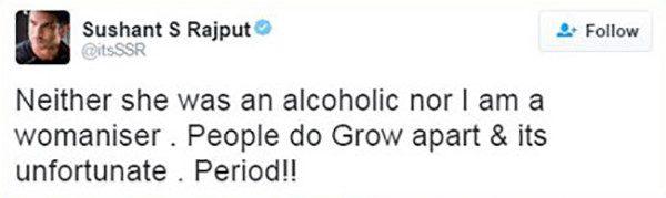 sushant singh rajput tweet about break up