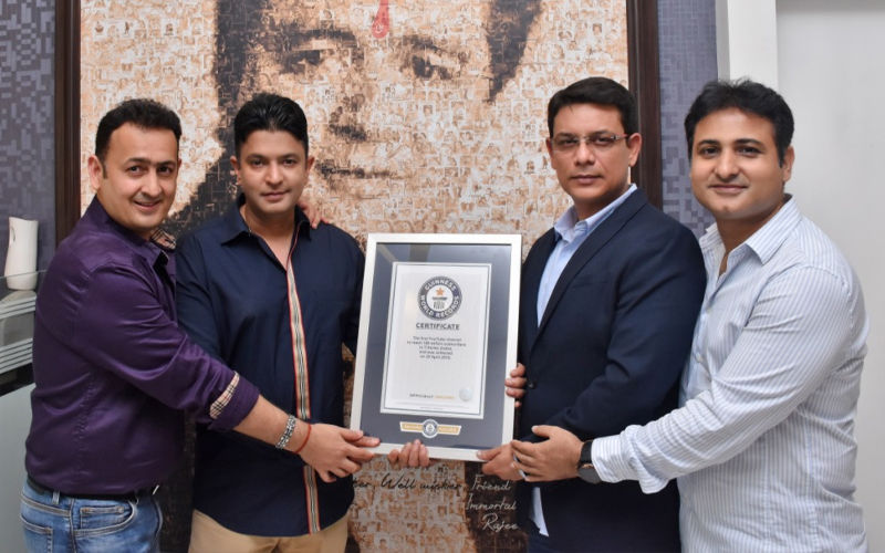 T-Series’ Bhushan Kumar Receives Official Certificate From Guinness World RecordsTM For Becoming The First YouTube Channel To Reach 100 Million Subscribers
