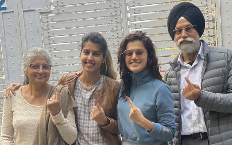 Delhi Assembly Elections: Taapsee Pannu With Family Casts Her Vote; Flaunts Her Inked Finger