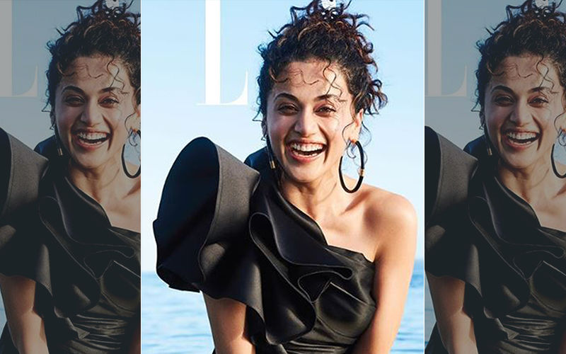 Covergirl Taapsee Pannu Takes A Dip In A Black Satin Dress; Internet Is Worried About The Designer Dress Getting Wet