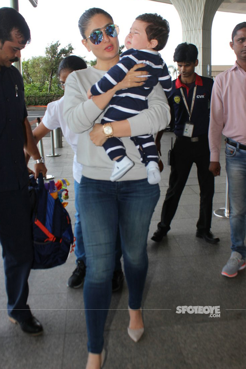 taimur ali khan crying at the airport