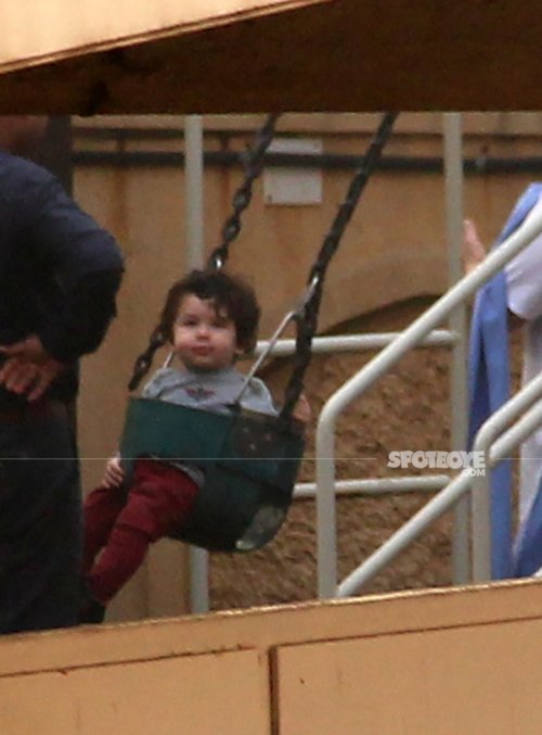 taimur ali khan tries to get out of the swing but he isnt allowed to by the watchguards