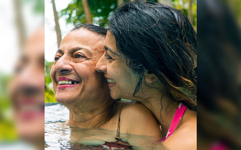 Tanishaa Mukerji Jumps Into A Pool With Mom Tanuja- Pictures  From Daughter-Mother’s Andaman Holiday